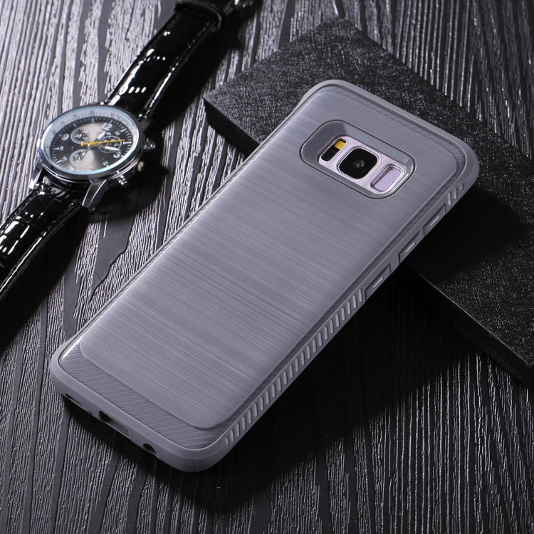 For Galaxy S8 Brushed Texture + Soft TPU Dropproof Protective Back Cover Case