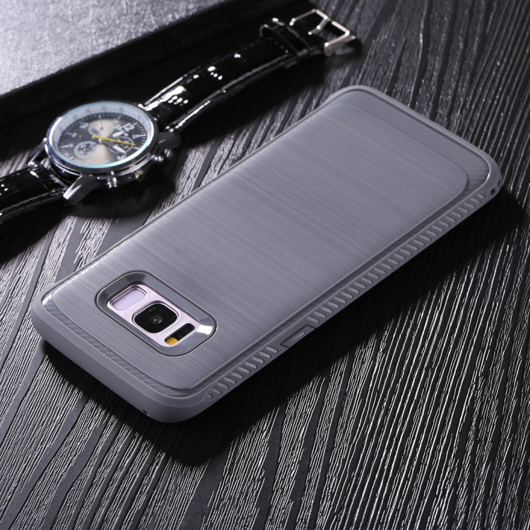 For Galaxy S8 Brushed Texture + Soft TPU Dropproof Protective Back Cover Case