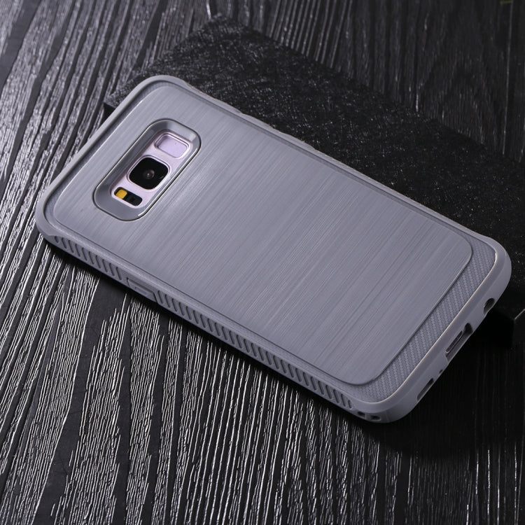 For Galaxy S8 Brushed Texture + Soft TPU Dropproof Protective Back Cover Case