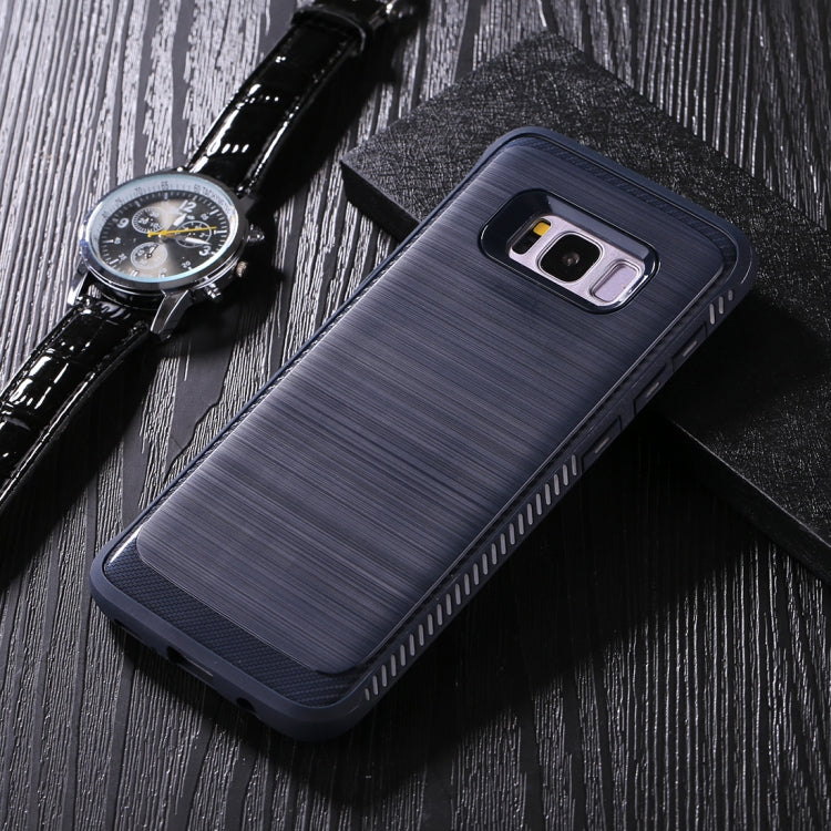 For Galaxy S8 Brushed Texture + Soft TPU Dropproof Protective Back Cover Case