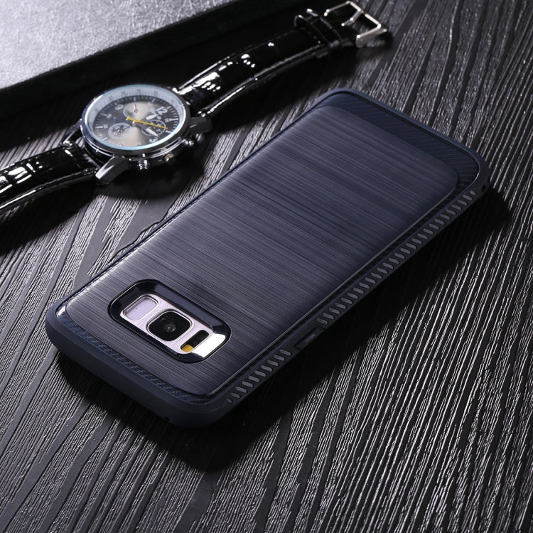 For Galaxy S8 Brushed Texture + Soft TPU Dropproof Protective Back Cover Case