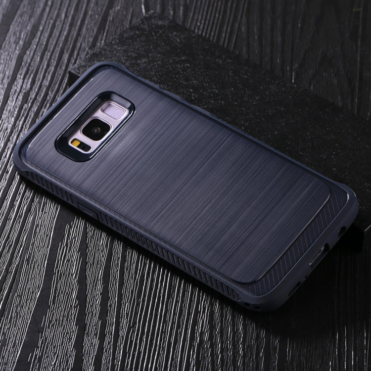 For Galaxy S8 Brushed Texture + Soft TPU Dropproof Protective Back Cover Case