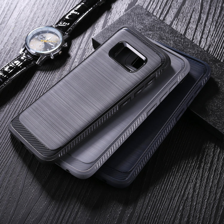 For Galaxy S8 Brushed Texture + Soft TPU Dropproof Protective Back Cover Case