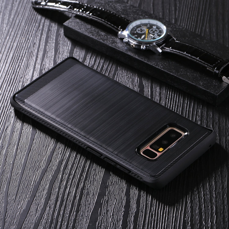For Galaxy Note 8 Brushed Texture + Soft TPU Dropproof Protective Back Cover Case