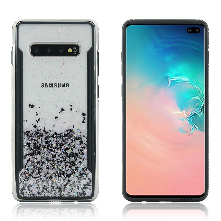 Carbon Gold Glitter Powder Shockproof Protective Case for Galaxy S10+