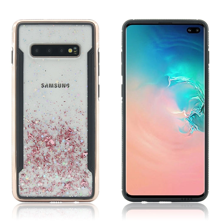 Carbon Gold Glitter Powder Shockproof Protective Case for Galaxy S10+