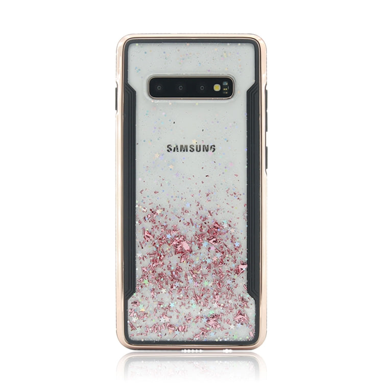 Carbon Gold Glitter Powder Shockproof Protective Case for Galaxy S10+