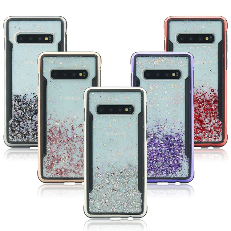 Carbon Gold Glitter Powder Shockproof Protective Case for Galaxy S10