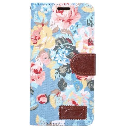 For Galaxy Note 7 / N930 Cotton Print Texture Horizontal Flip Leather Case with Card Slot & Holder(Blue)