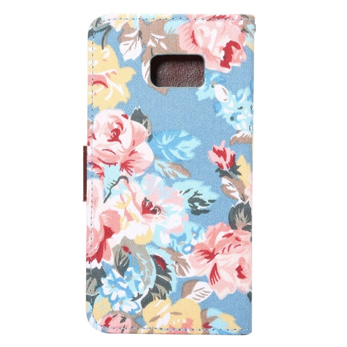 For Galaxy Note 7 / N930 Cotton Print Texture Horizontal Flip Leather Case with Card Slot & Holder(Blue)