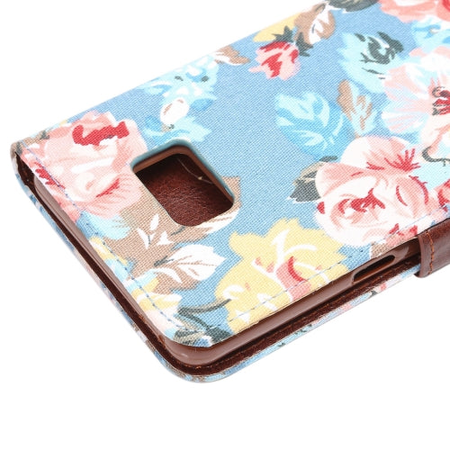 For Galaxy Note 7 / N930 Cotton Print Texture Horizontal Flip Leather Case with Card Slot & Holder(Blue)