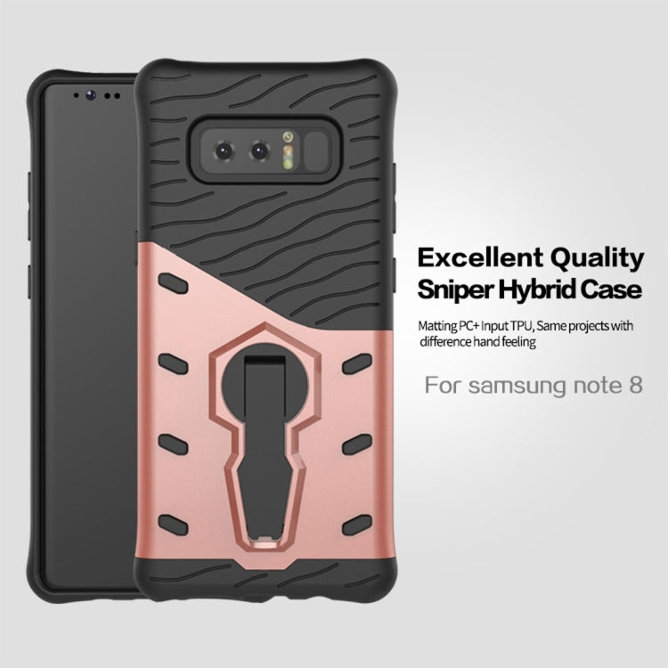 For Galaxy Note 8 PC + TPU Dropproof Sniper Hybrid Protective Back Cover Case with 360 Degree Rotation Holder