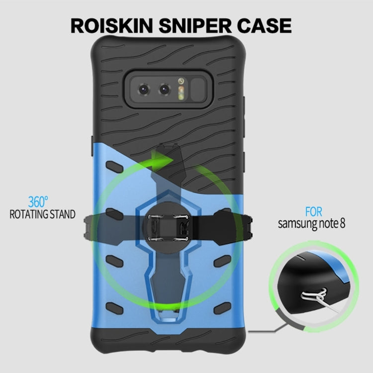 For Galaxy Note 8 PC + TPU Dropproof Sniper Hybrid Protective Back Cover Case with 360 Degree Rotation Holder