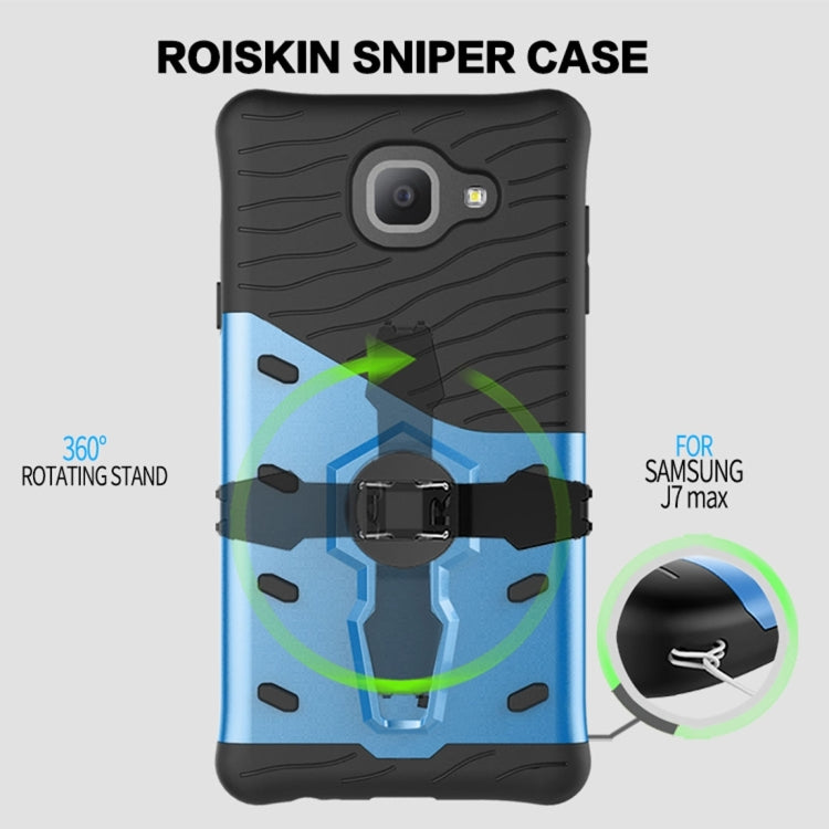 For Galaxy J7 Max PC + TPU Dropproof Sniper Hybrid Protective Back Cover Case with 360 Degree Rotation Holder