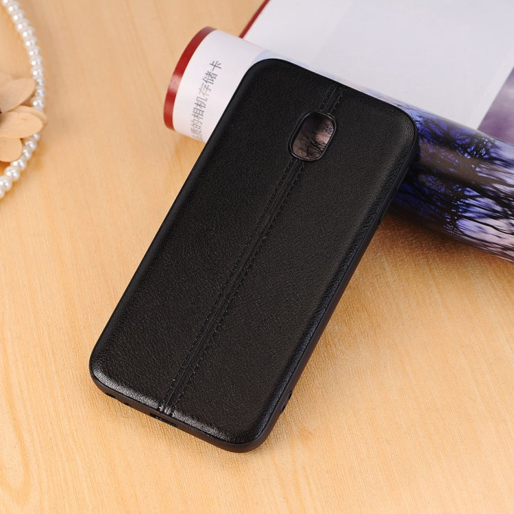 For Galaxy J3 (2017) / J330 (EU Version) Plain Weave Texture Leather Surface Protective Back Cover Case
