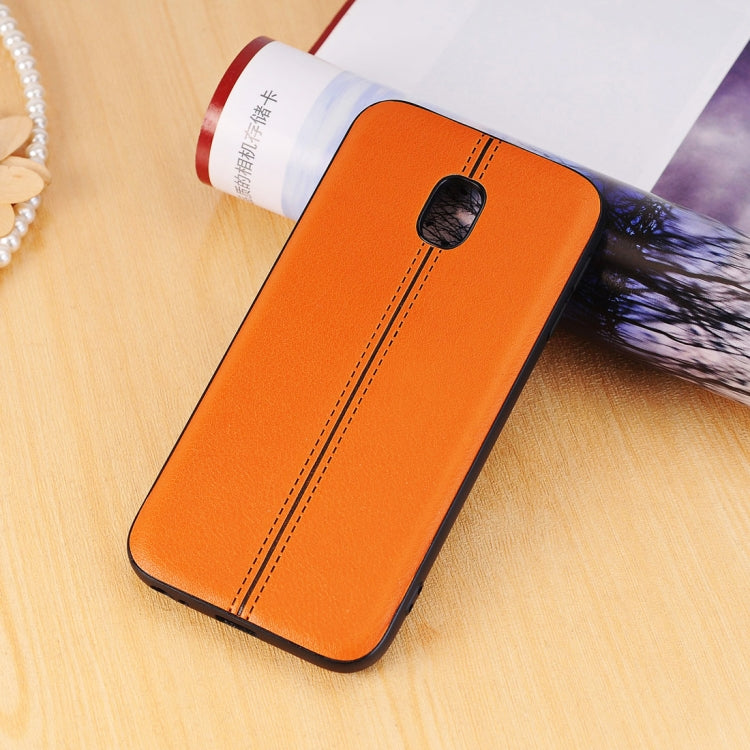For Galaxy J3 (2017) / J330 (EU Version) Plain Weave Texture Leather Surface Protective Back Cover Case