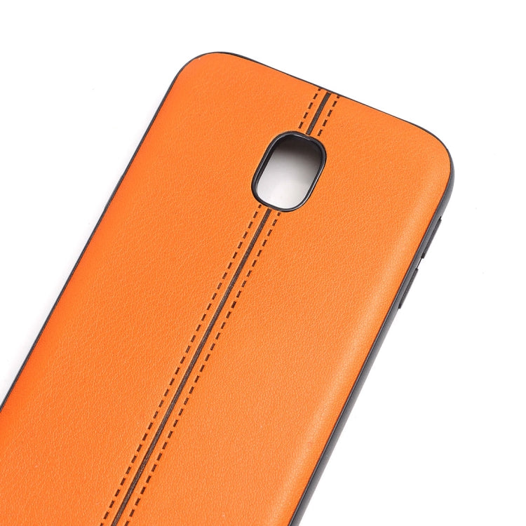 For Galaxy J3 (2017) / J330 (EU Version) Plain Weave Texture Leather Surface Protective Back Cover Case