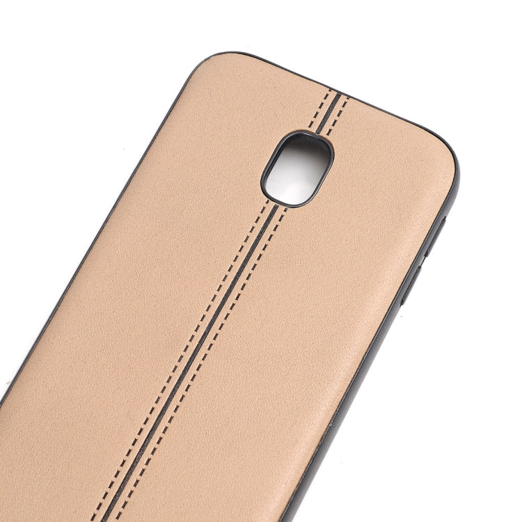 For Galaxy J3 (2017) / J330 (EU Version) Plain Weave Texture Leather Surface Protective Back Cover Case