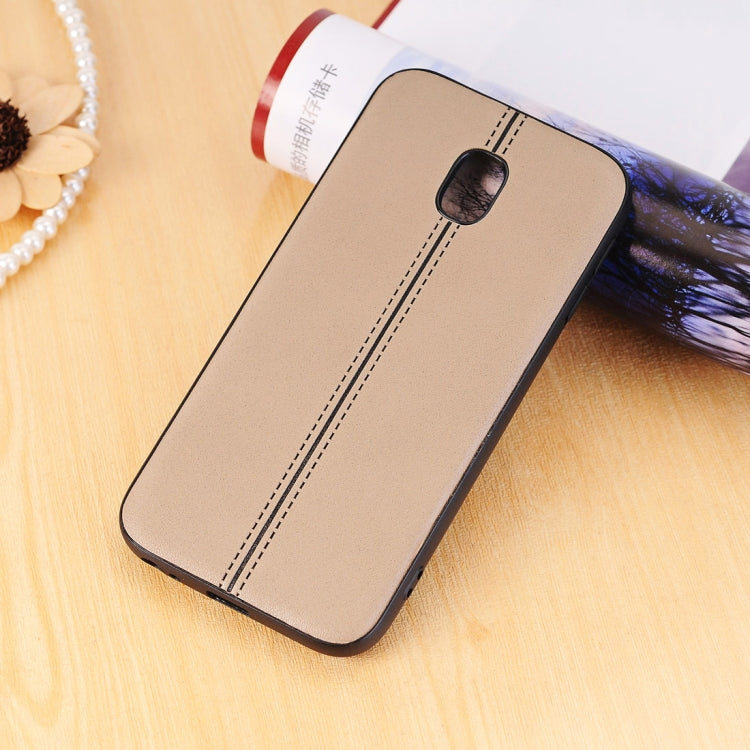 For Galaxy J3 (2017) / J330 (EU Version) Plain Weave Texture Leather Surface Protective Back Cover Case