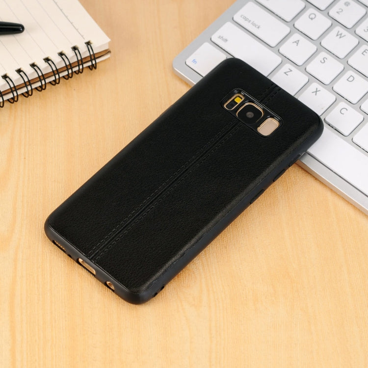 For Galaxy S8 Plain Weave Texture Leather Surface Protective Back Cover Case