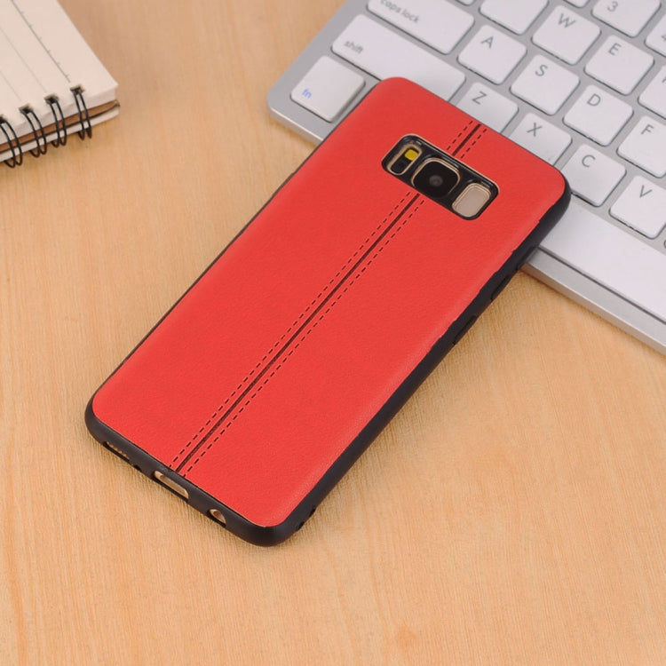 For Galaxy S8 Plain Weave Texture Leather Surface Protective Back Cover Case
