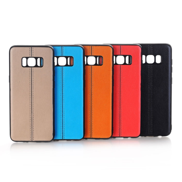 For Galaxy S8 Plain Weave Texture Leather Surface Protective Back Cover Case