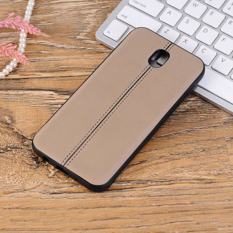 For Galaxy J7 (2017) / J730 (EU Version) Plain Weave Texture Leather Surface Protective Back Cover Case