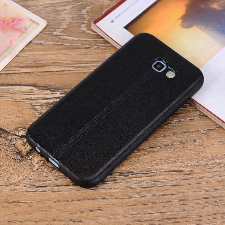 For Galaxy A7 (2017) Plain Weave Texture Leather Surface Protective Back Cover Case