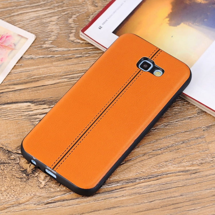 For Galaxy A7 (2017) Plain Weave Texture Leather Surface Protective Back Cover Case