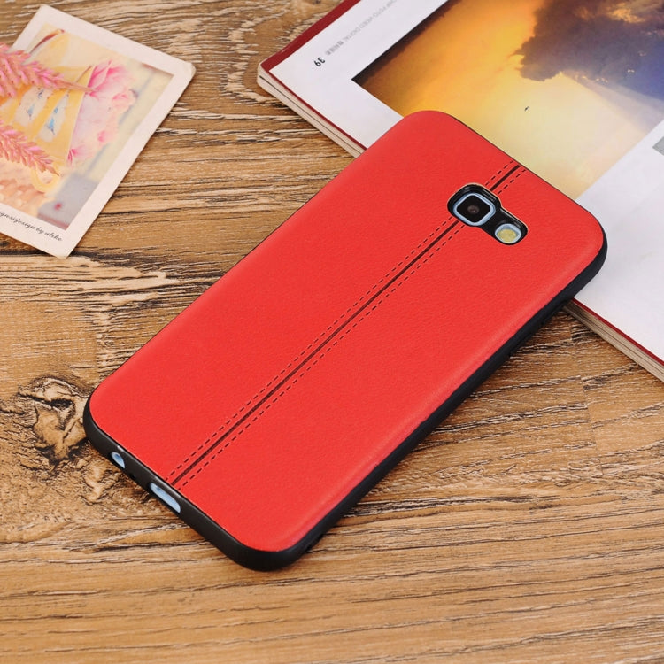 For Galaxy A7 (2017) Plain Weave Texture Leather Surface Protective Back Cover Case