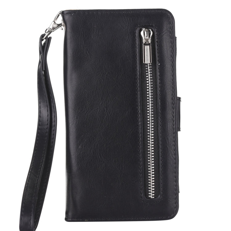 Separable Crazy Horse Texture Zipper Leather Case for Galaxy S9, with Card Slot & & Wallet & Photo Frame & Lanyard