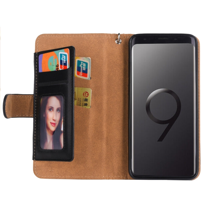 Separable Crazy Horse Texture Zipper Leather Case for Galaxy S9, with Card Slot & & Wallet & Photo Frame & Lanyard