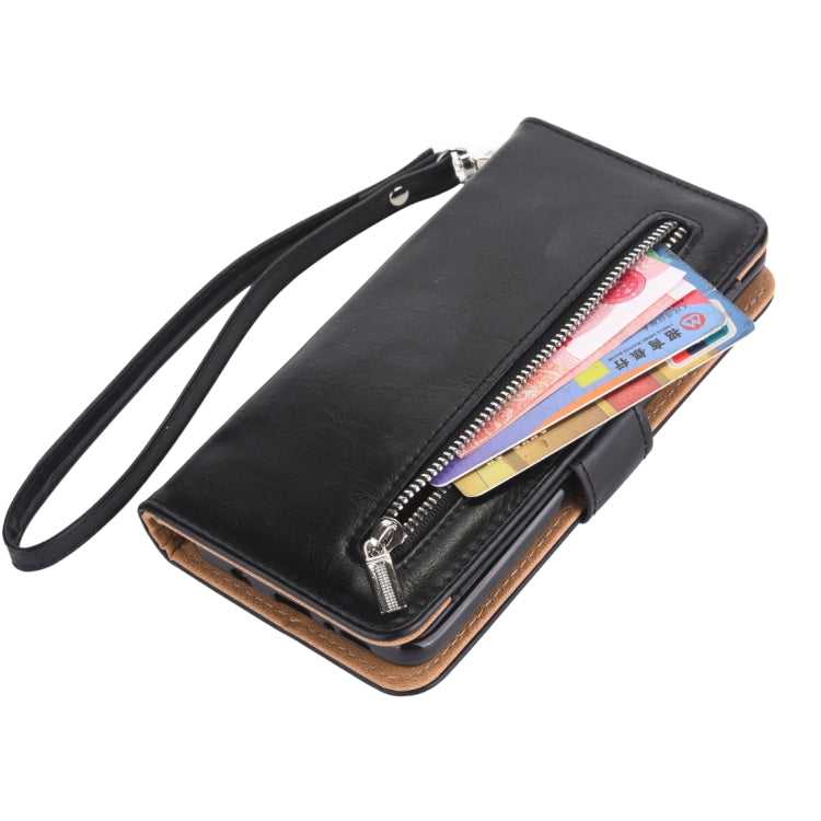 Separable Crazy Horse Texture Zipper Leather Case for Galaxy S9, with Card Slot & & Wallet & Photo Frame & Lanyard