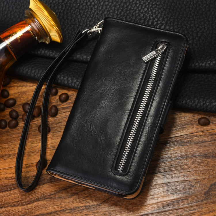 Separable Crazy Horse Texture Zipper Leather Case for Galaxy S9, with Card Slot & & Wallet & Photo Frame & Lanyard
