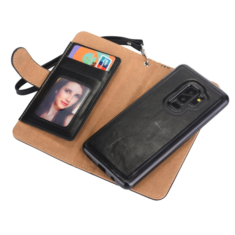 Separable Crazy Horse Texture Zipper Leather Case for Galaxy S9, with Card Slot & & Wallet & Photo Frame & Lanyard