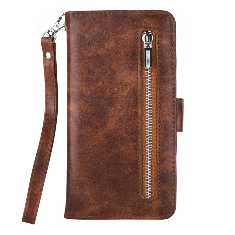 Separable Crazy Horse Texture Zipper Leather Case for Galaxy S9, with Card Slot & & Wallet & Photo Frame & Lanyard