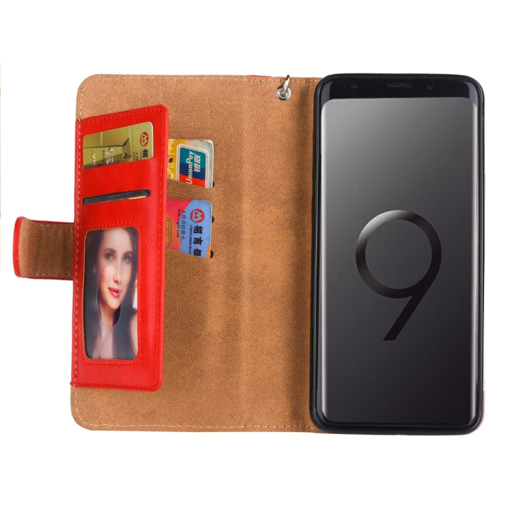 Separable Crazy Horse Texture Zipper Leather Case for Galaxy S9, with Card Slot & & Wallet & Photo Frame & Lanyard