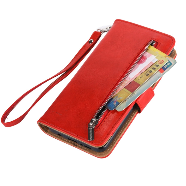 Separable Crazy Horse Texture Zipper Leather Case for Galaxy S9, with Card Slot & & Wallet & Photo Frame & Lanyard