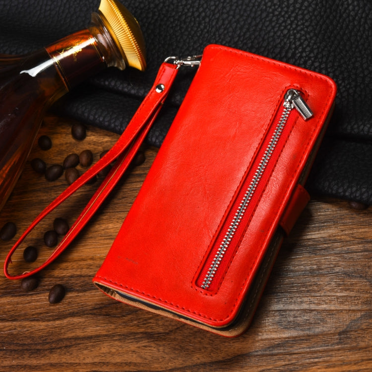 Separable Crazy Horse Texture Zipper Leather Case for Galaxy S9, with Card Slot & & Wallet & Photo Frame & Lanyard