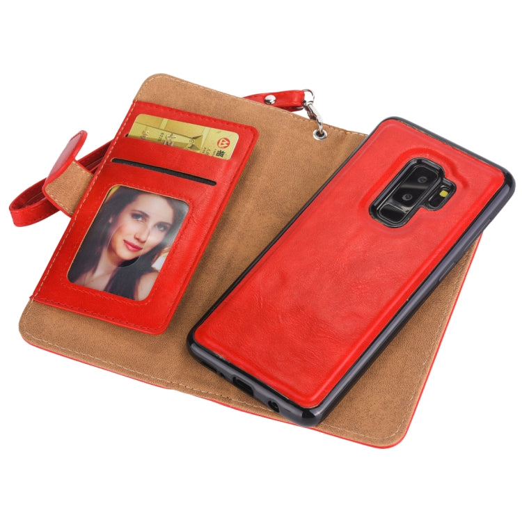 Separable Crazy Horse Texture Zipper Leather Case for Galaxy S9, with Card Slot & & Wallet & Photo Frame & Lanyard