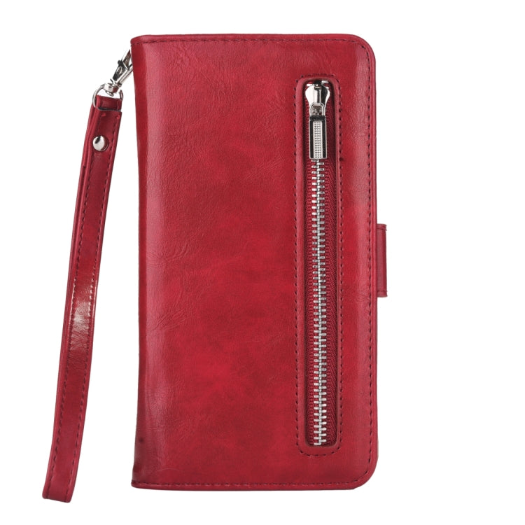 Separable Crazy Horse Texture Zipper Leather Case for Galaxy S9, with Card Slot & & Wallet & Photo Frame & Lanyard