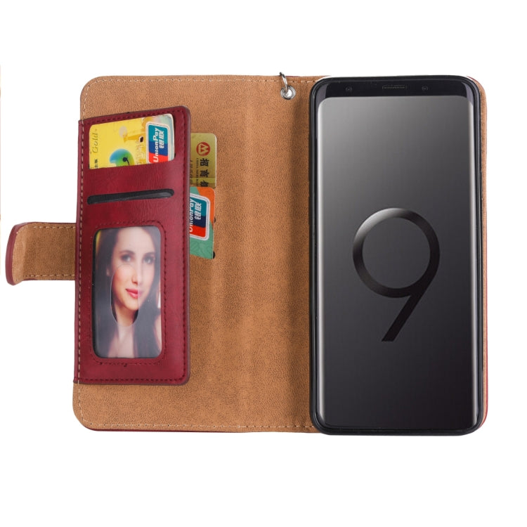 Separable Crazy Horse Texture Zipper Leather Case for Galaxy S9, with Card Slot & & Wallet & Photo Frame & Lanyard