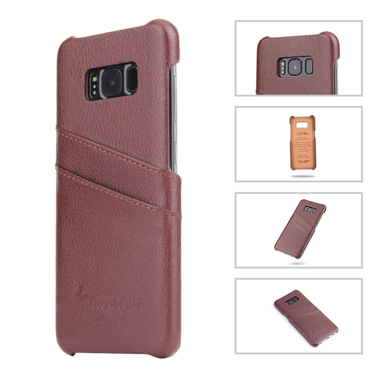 Fierre Shann Litchi Texture Genuine Leather Case for Galaxy S8+ / G9550, with Card Slots
