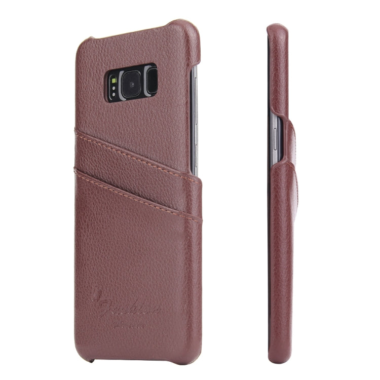 Fierre Shann Litchi Texture Genuine Leather Case for Galaxy S8+ / G9550, with Card Slots