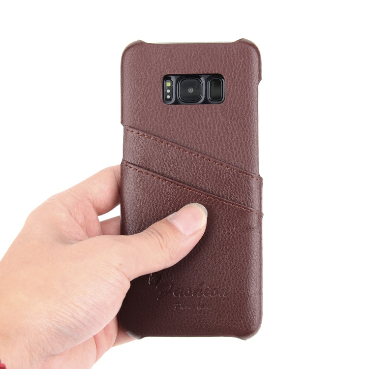 Fierre Shann Litchi Texture Genuine Leather Case for Galaxy S8+ / G9550, with Card Slots