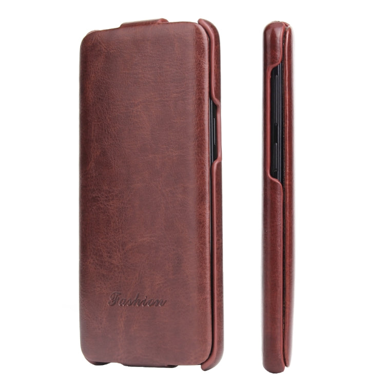 Fierre Shann Retro Oil Wax Texture Vertical Flip PU Leather Case for Galaxy S9