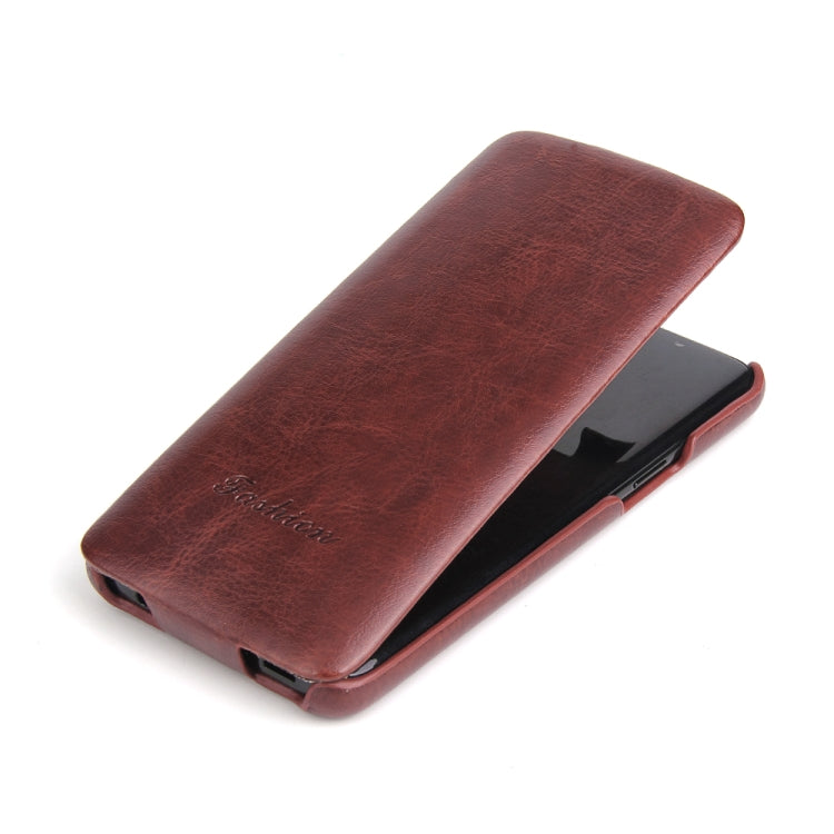 Fierre Shann Retro Oil Wax Texture Vertical Flip PU Leather Case for Galaxy S9