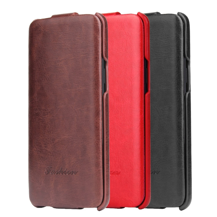Fierre Shann Retro Oil Wax Texture Vertical Flip PU Leather Case for Galaxy S9