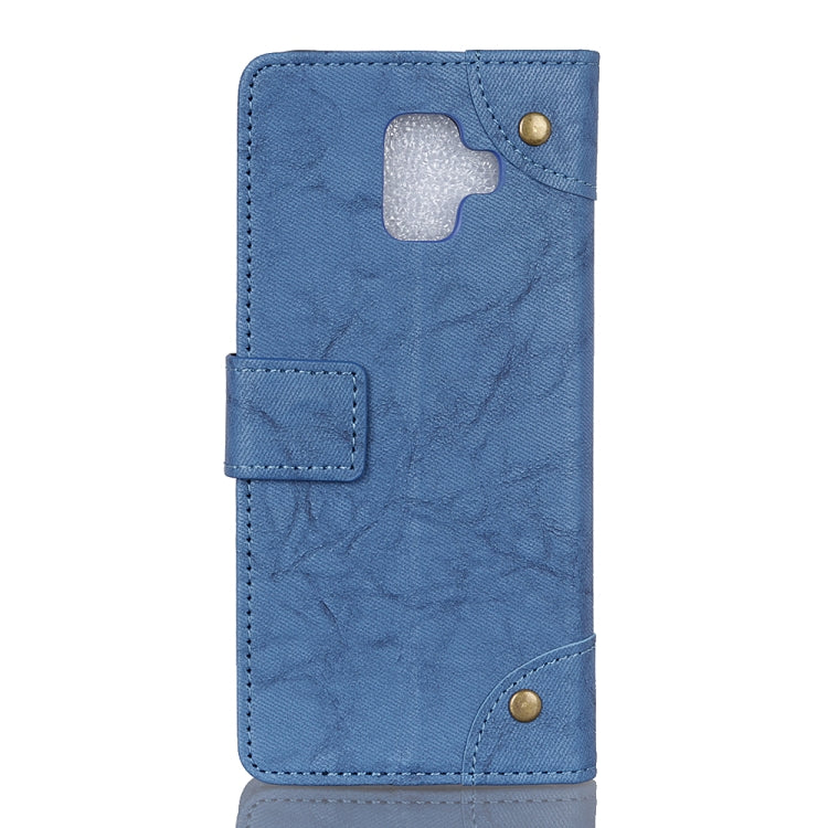 Copper Buckle Retro Crazy Horse Texture Horizontal Flip Leather Case for Galaxy A8 (2018), with Holder & Card Slots & Wallet