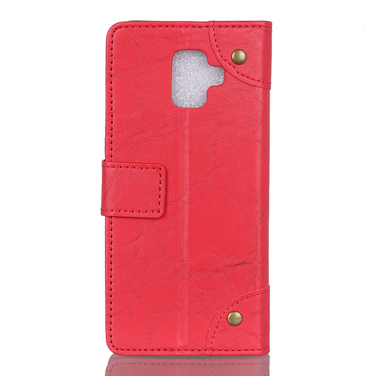 Copper Buckle Retro Crazy Horse Texture Horizontal Flip Leather Case for Galaxy A8 (2018), with Holder & Card Slots & Wallet